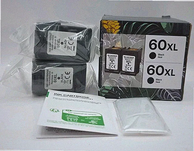2 pack 60XL Black Ink Cartridge HP 60 XL Ink Work HP PhotoSmart