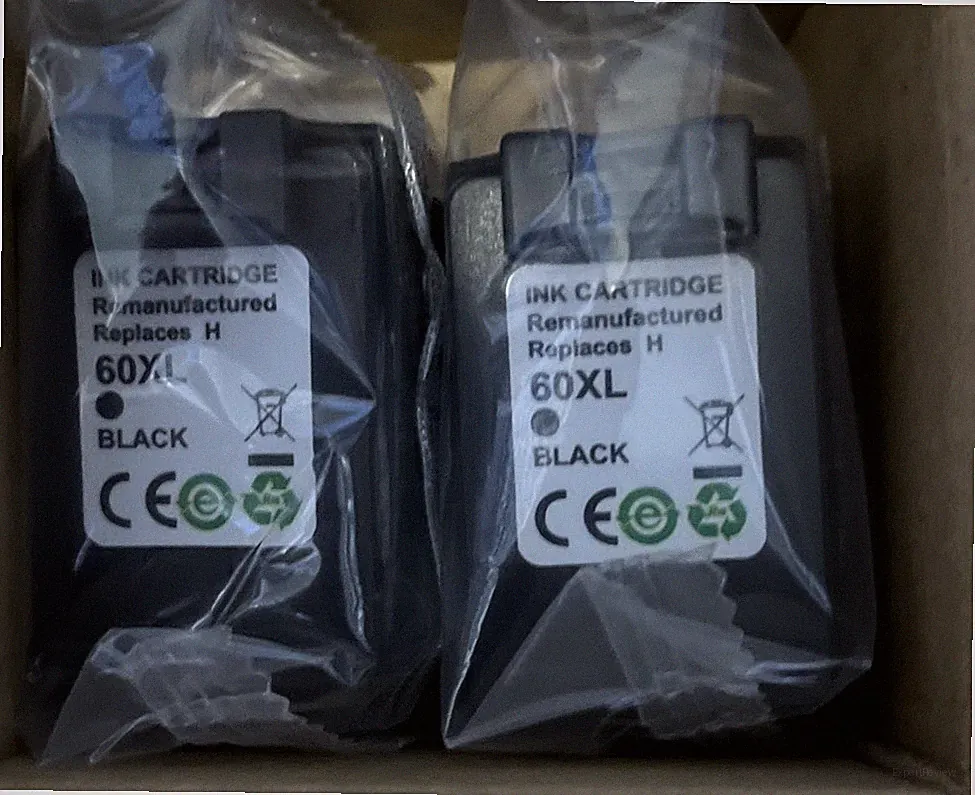 2-pk Hi-Yield Black Ink- HP 60 60XL DeskJet D2500 4200 F4400 F4500 C4610 Series